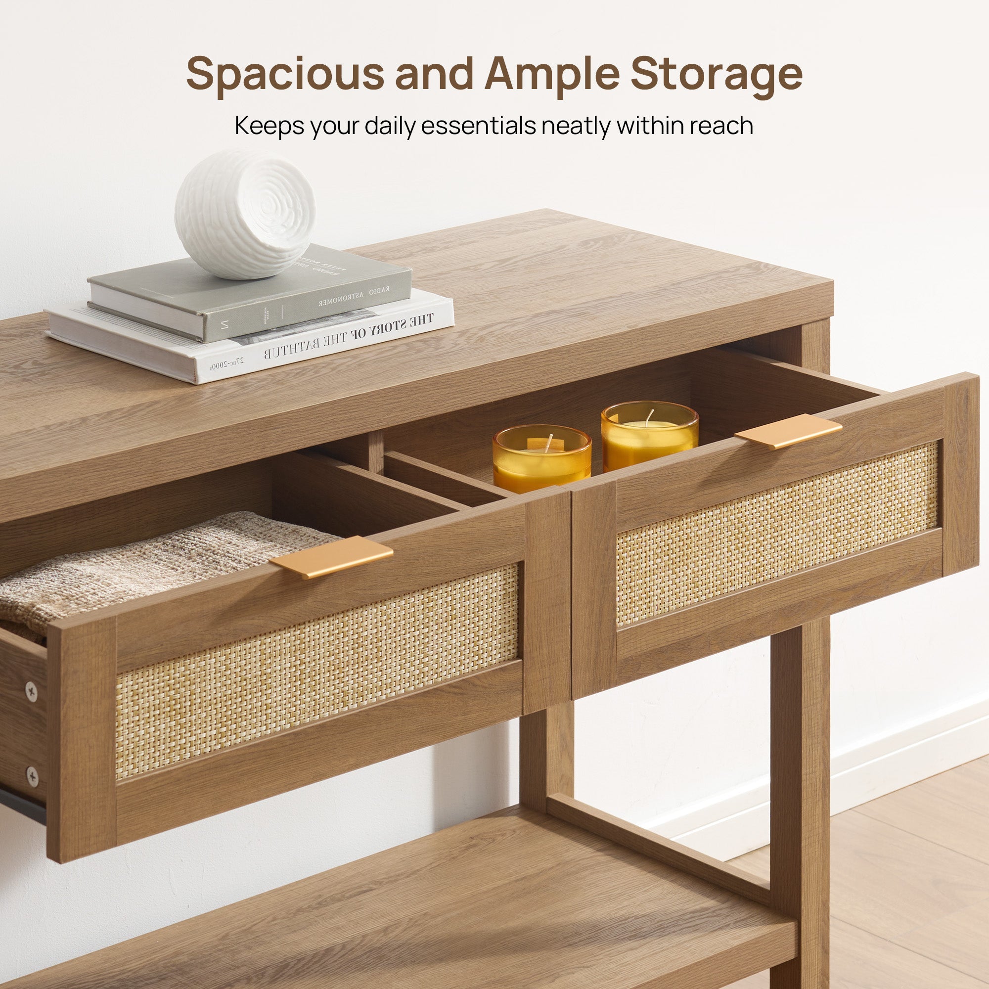 Savanna Rattan Console Table for Entryway
