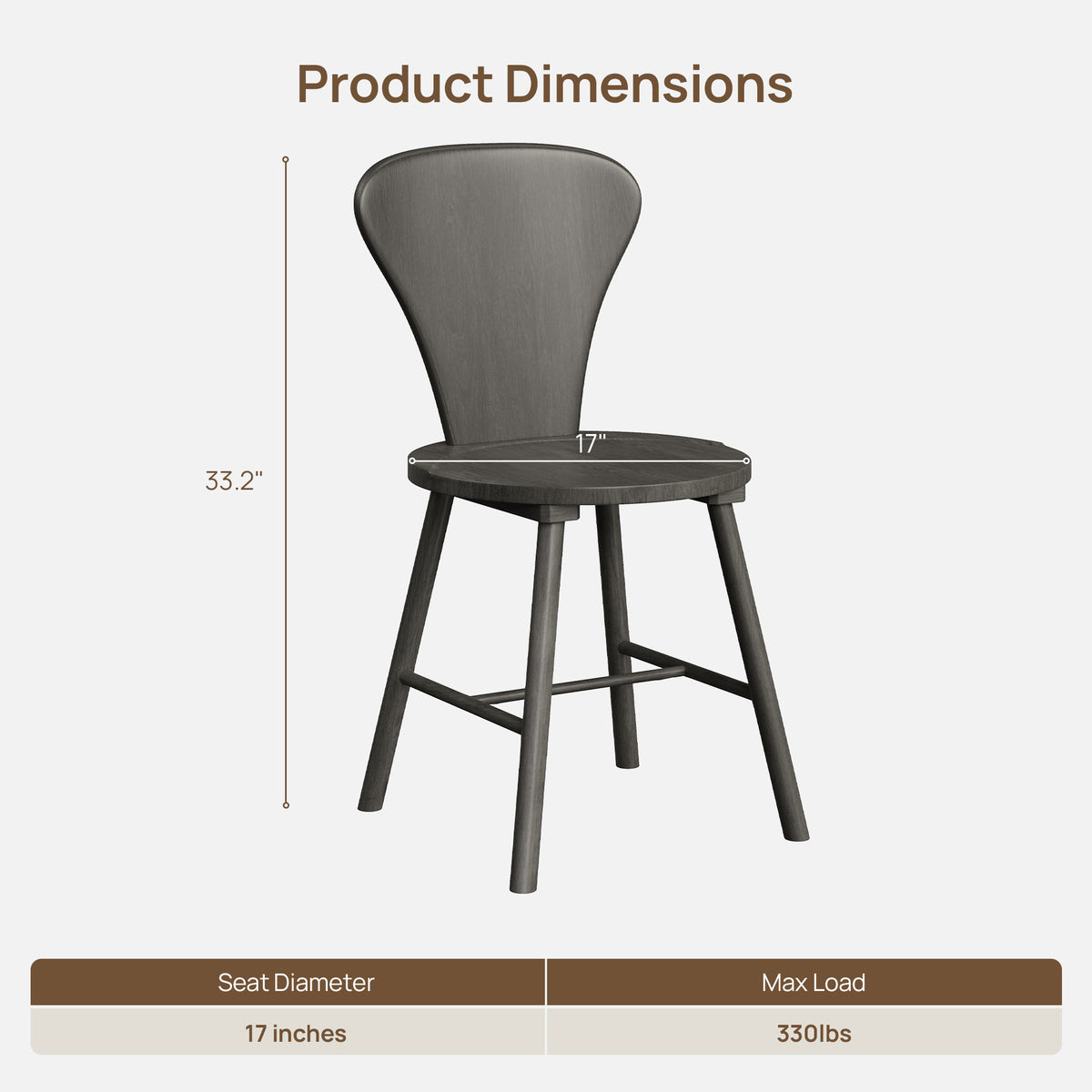 Cas Modern Solid-Wood Dining Chairs, Fluted Style