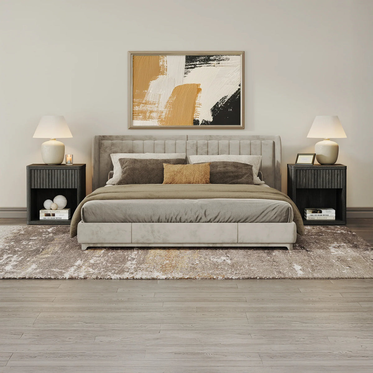 Stria 6 Drawers Dresser and Cas Nightstands Set