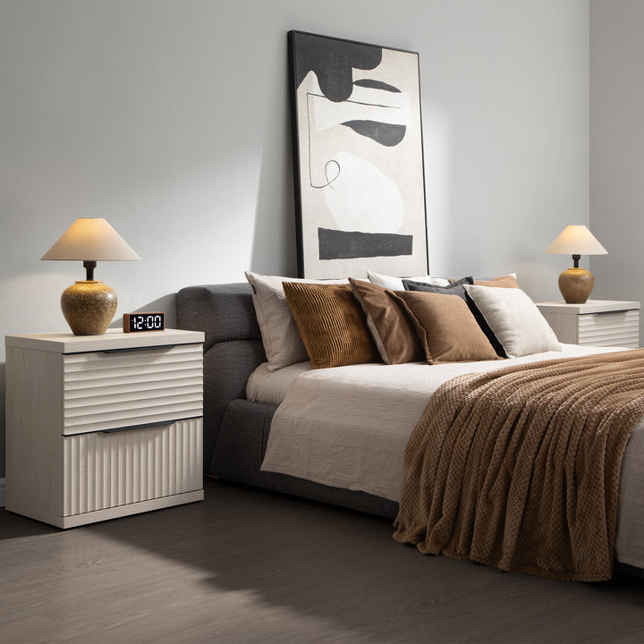 Stria Chest of 9 Drawers and Nightstands Set