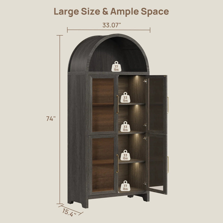 Helio Display Cabinet with Glass Door - 1 Piece - Brown Oak