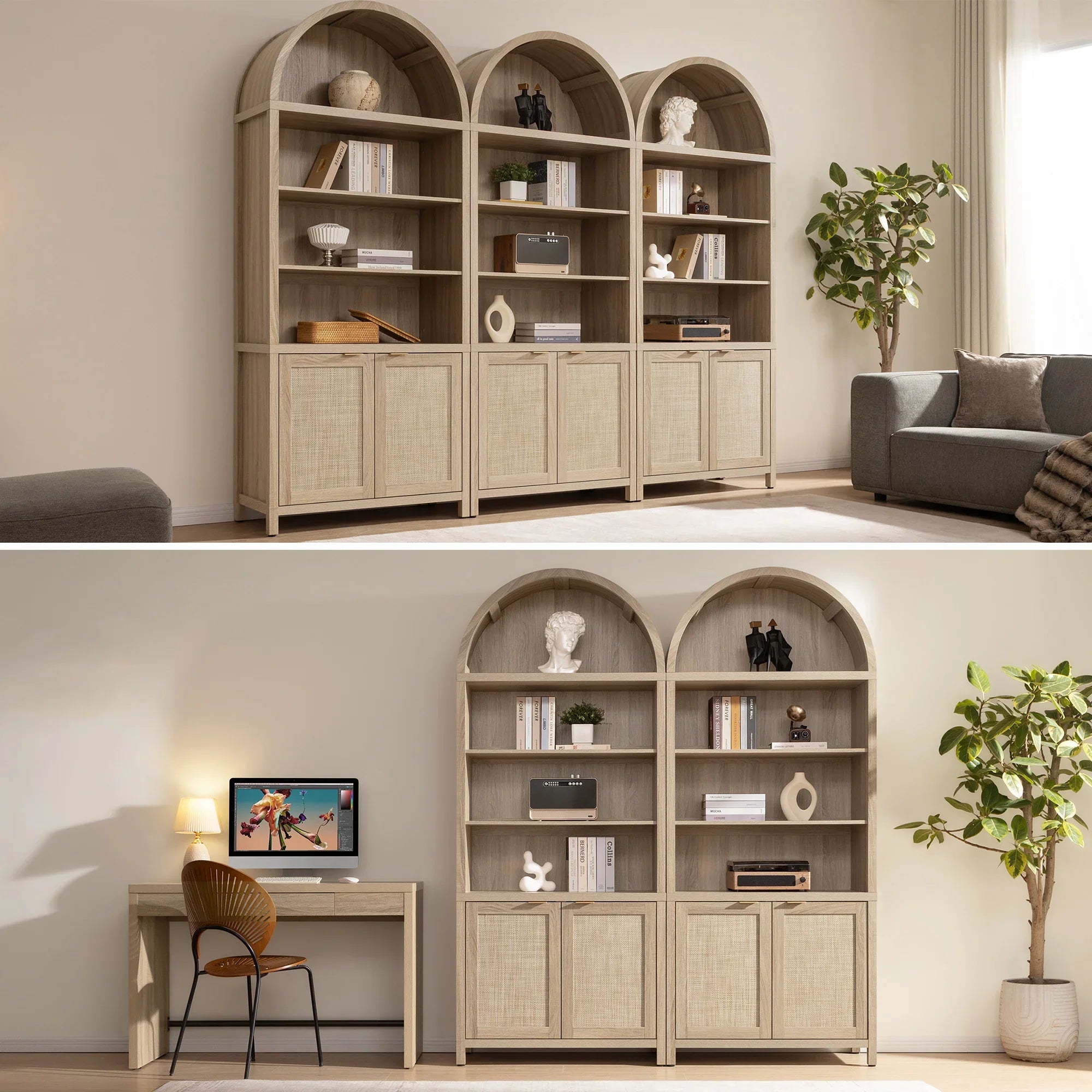 Savanna Arched Bookcase with Doors