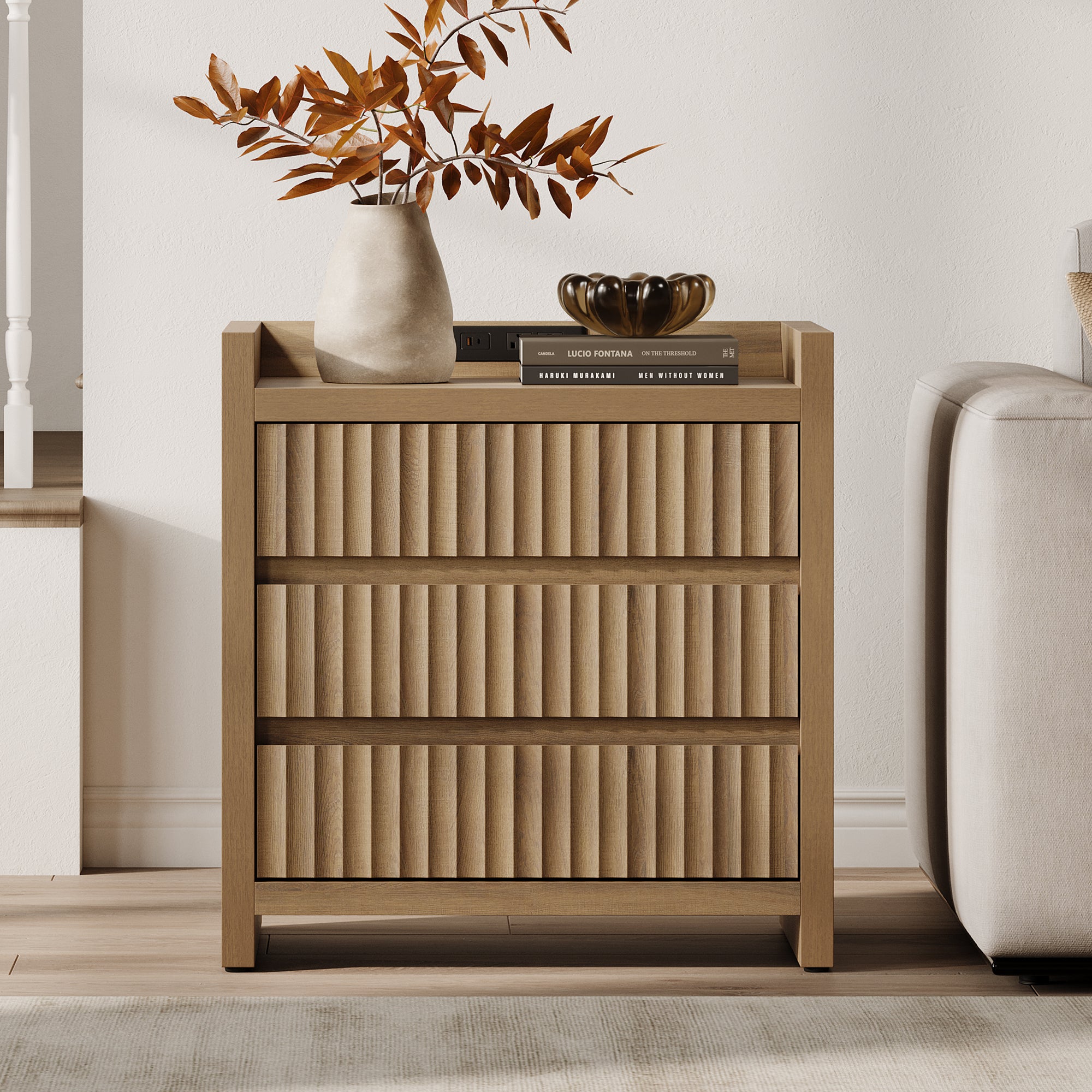 Prelude 3-Drawer Nightstand, Charging Station