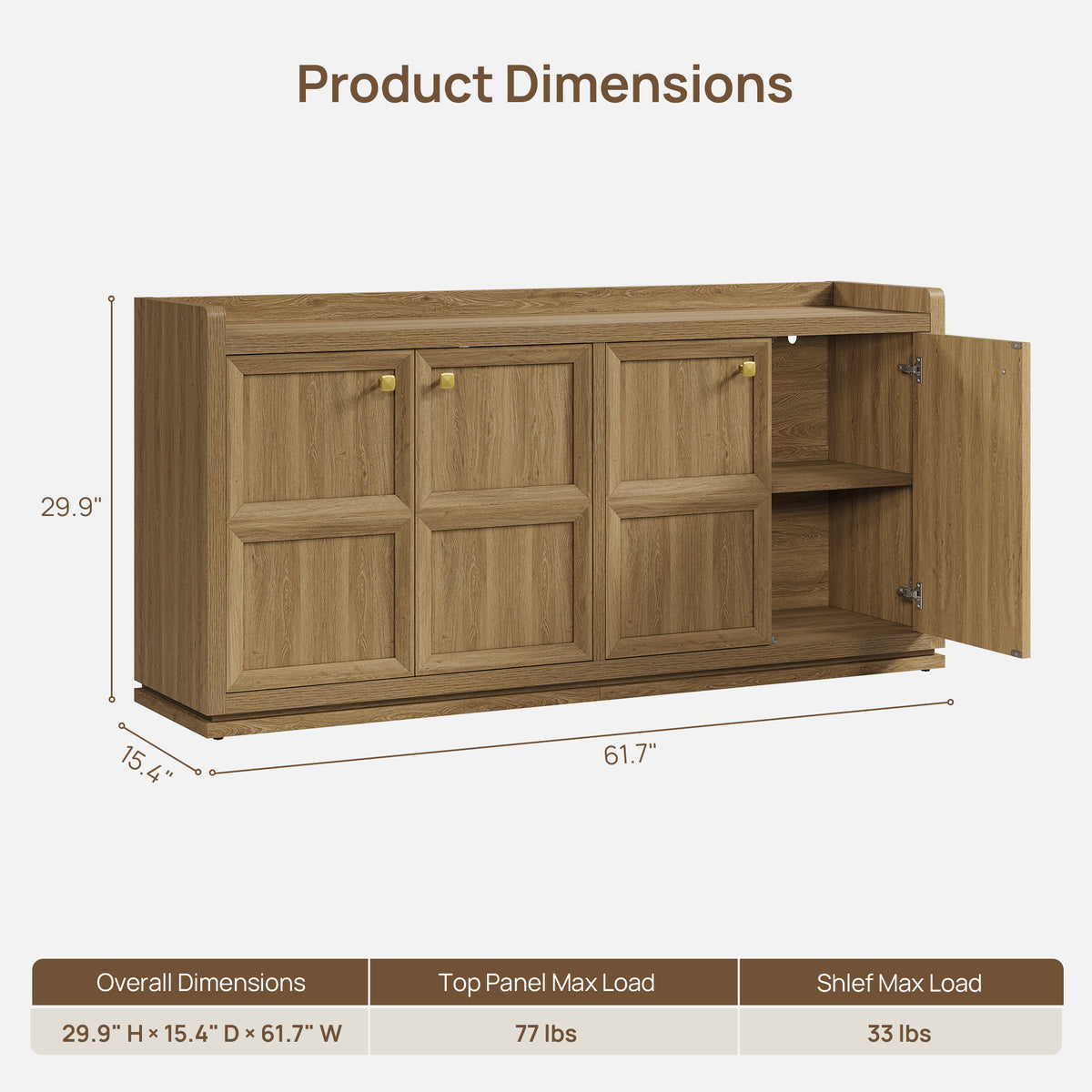 Helio Sideboard Buffet, 4 Doors