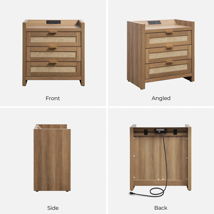 Savanna 3 Drawers Nightstand - 1 Piece - Reclaimed Light Oak