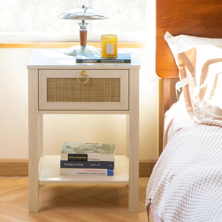 Terra Black Rattan Nightstand