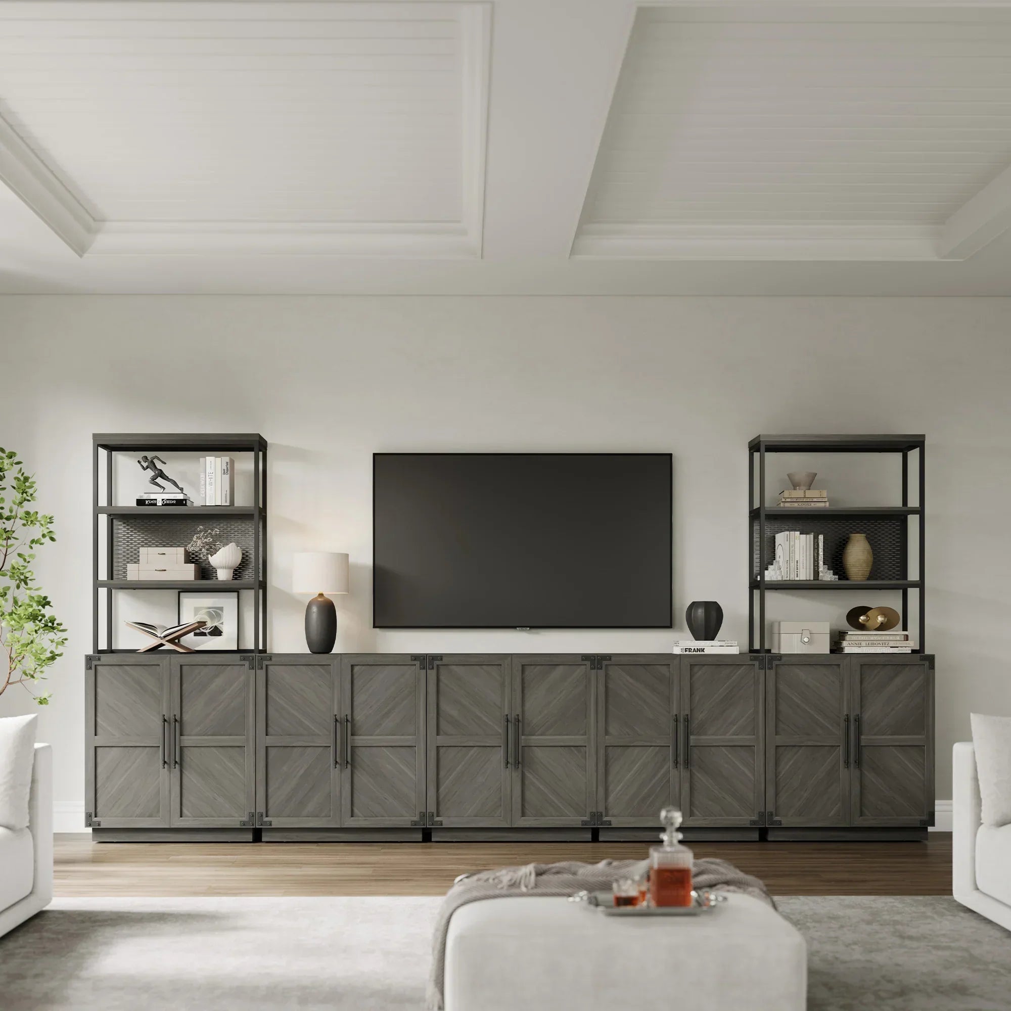 Willow 2 Doors Bookshelf, 75.3 Inch Tall