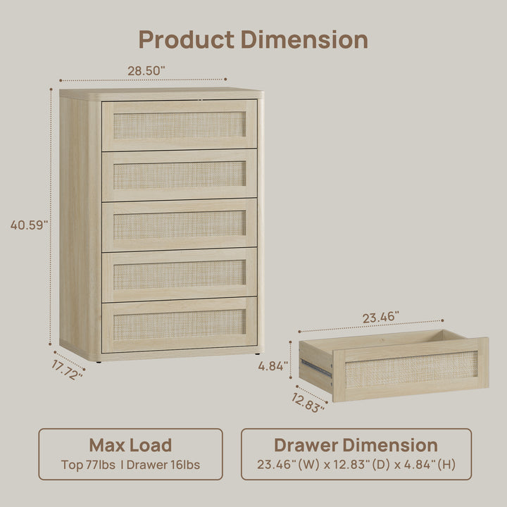 Zura Modern Dresser with 5 Drawers