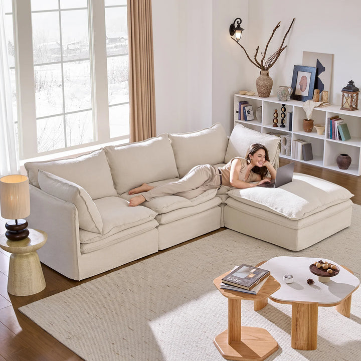 Eira Down-Filled L-Shape Sofa, 108 Inches Wide