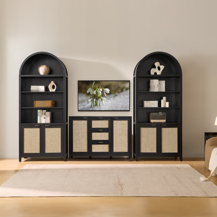 SICOTAS  Rattan Kitchen Pantry Storage Cabine Set WM