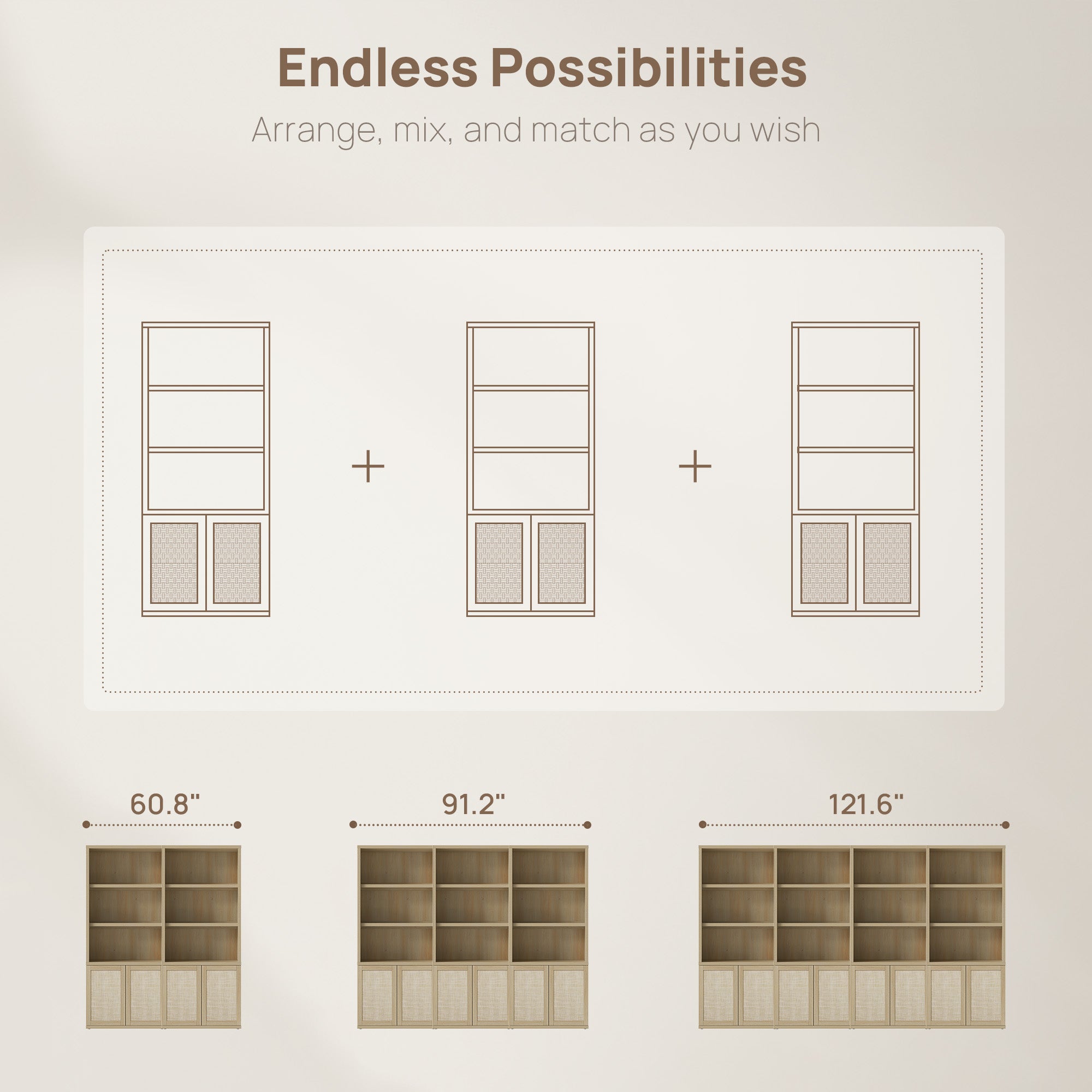 Zura Rattan Bookcase, 71 Inches Tall