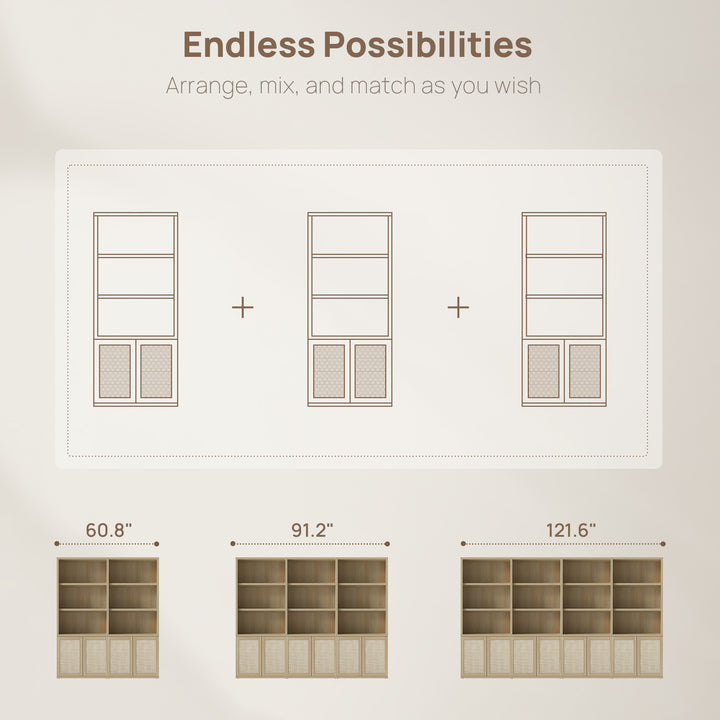Zura Rattan Bookcase, 71 Inches Tall