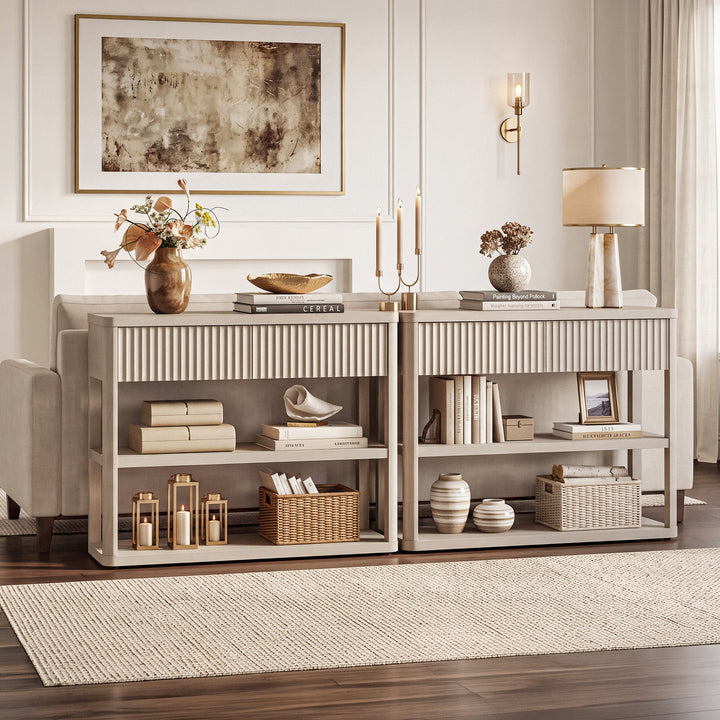 Cas White Console Table with Storage, 34'' Tall