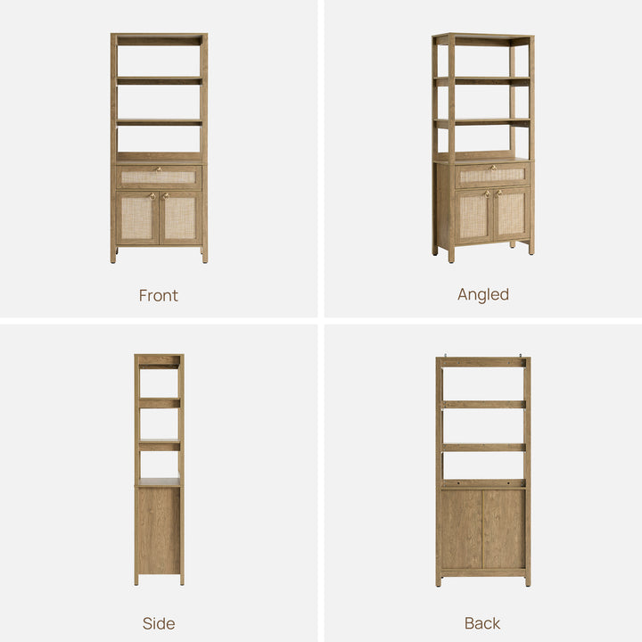 Terra 68.5Inch Bookshelf with Drawers