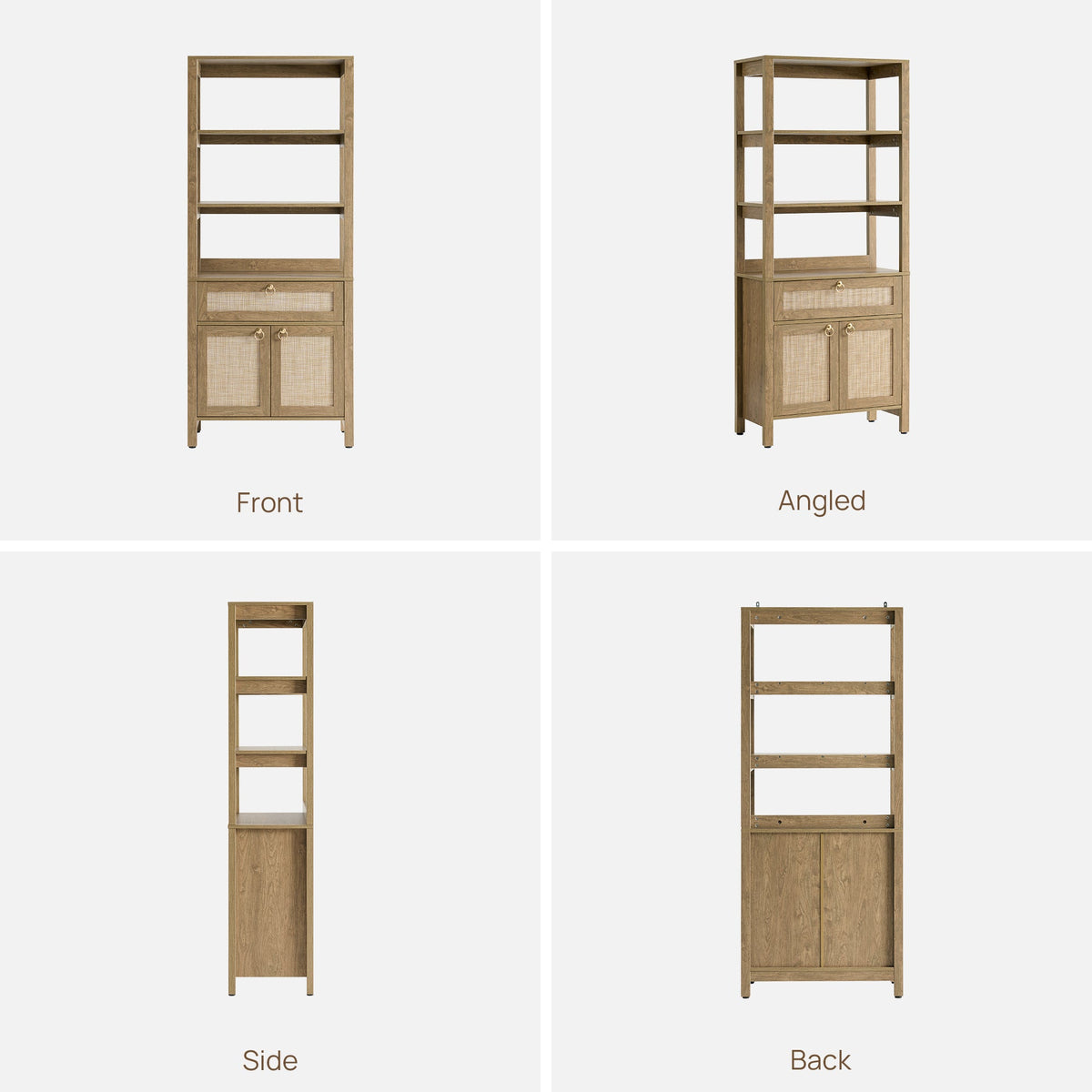 Terra Black Rattan Bookshelf, Set of 3