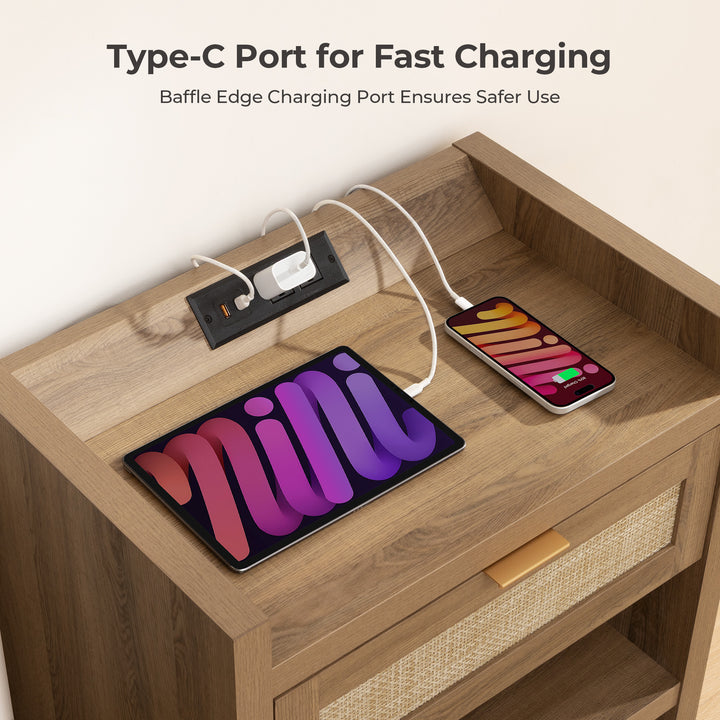 Savanna Nightstand with Charger and Dresser Set