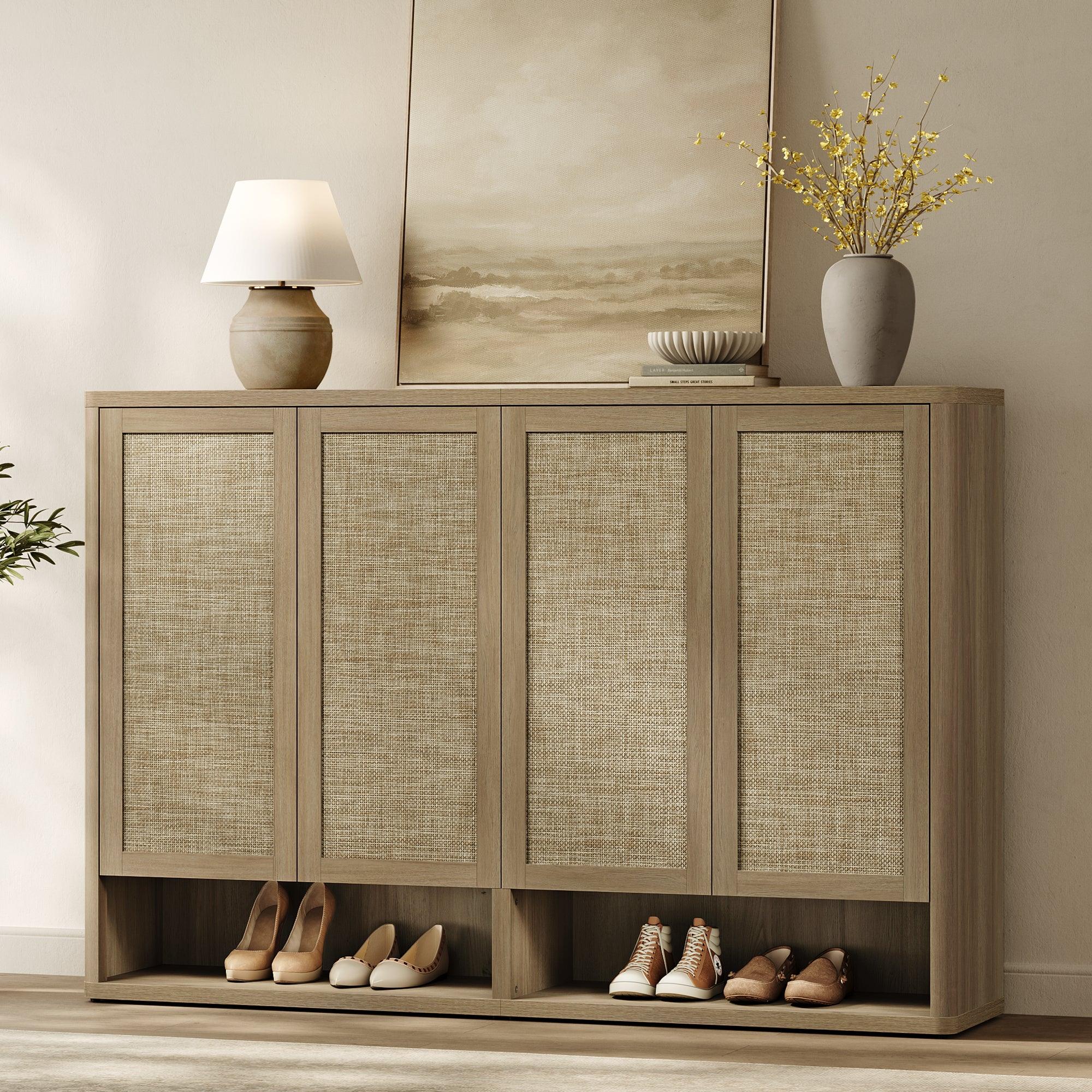 Zura Modular Rattan Shoe Cabinet, 40 Pairs