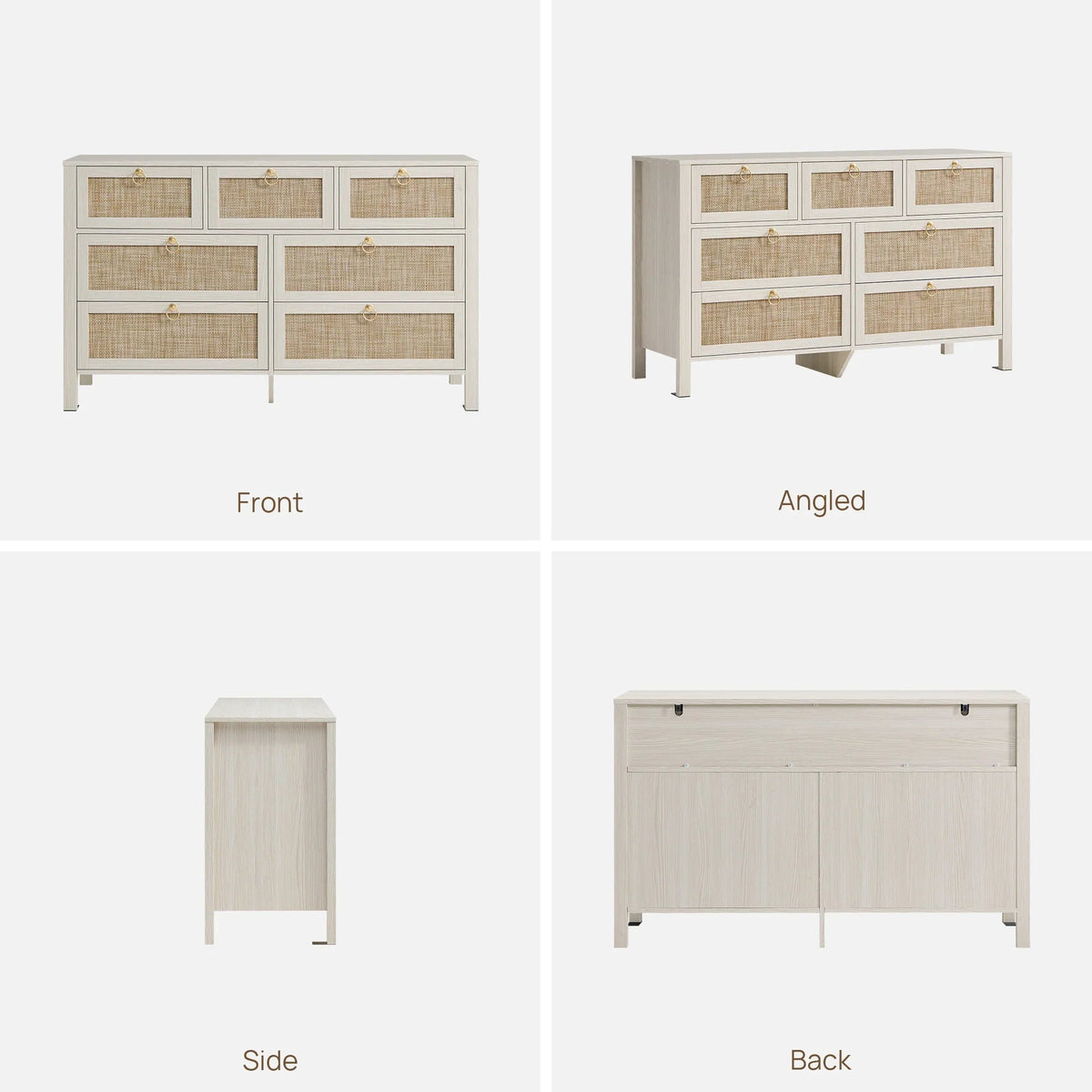 Terra White 7 Drawers Dresser, Set of 2