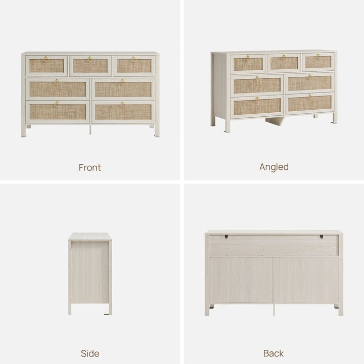 Terra White 7 Drawers Dresser, Set of 2