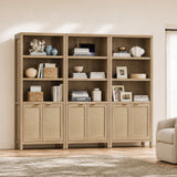 Savanna 5-Shelf Tall Bookcase - 3 Pieces - Solid Side - Reclaimed Light Oak