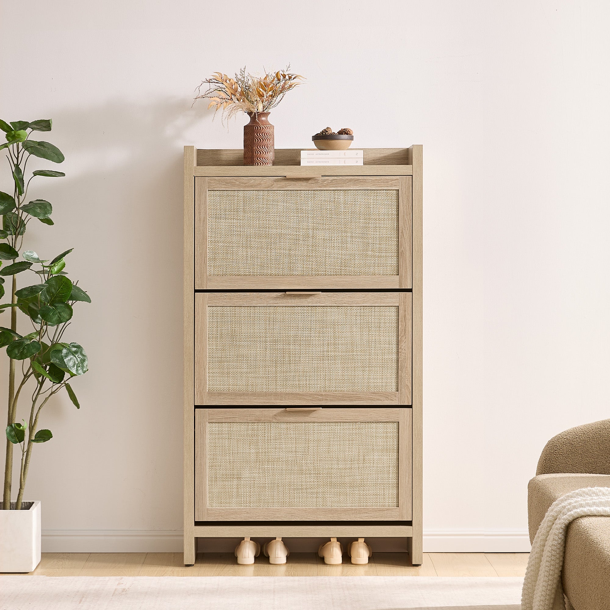 Savanna Flip Door Shoe Cabinet, 30 Pairs Shoes