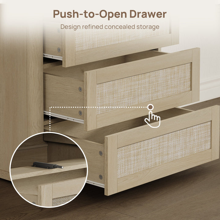 Zura Sectional Rattan Dresser and 3-Drawer Nightstand Set