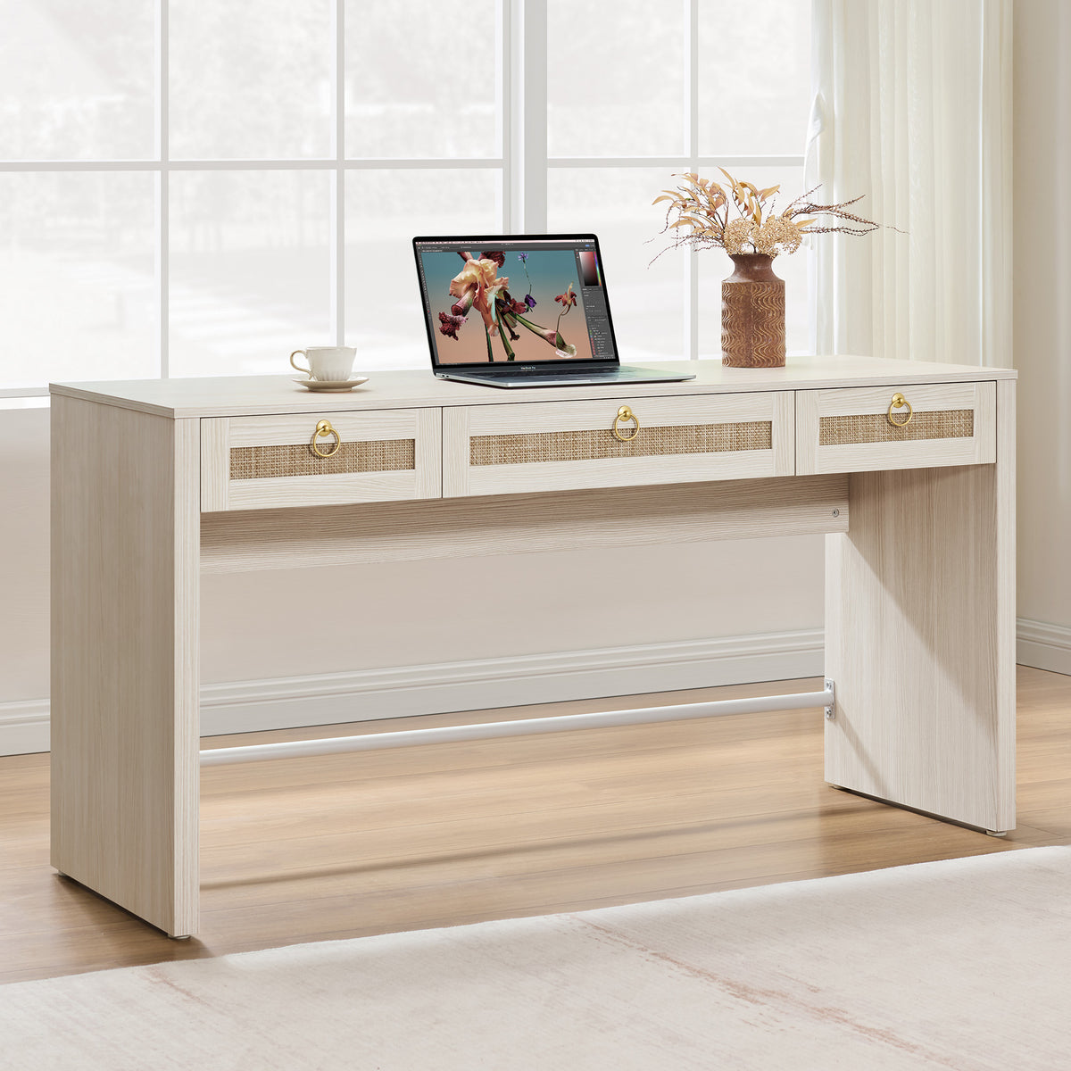 Terra Rattan Computer Desk, 59-Inch Wide