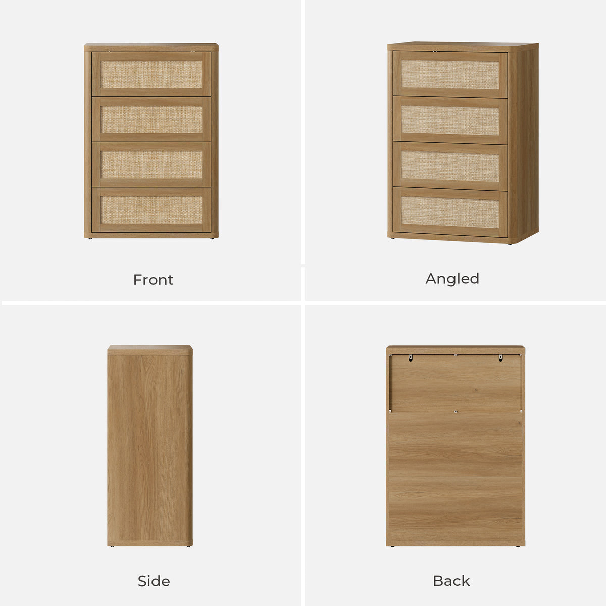 Zura Rattan 4-Drawer Dresser, Bedroom Storage