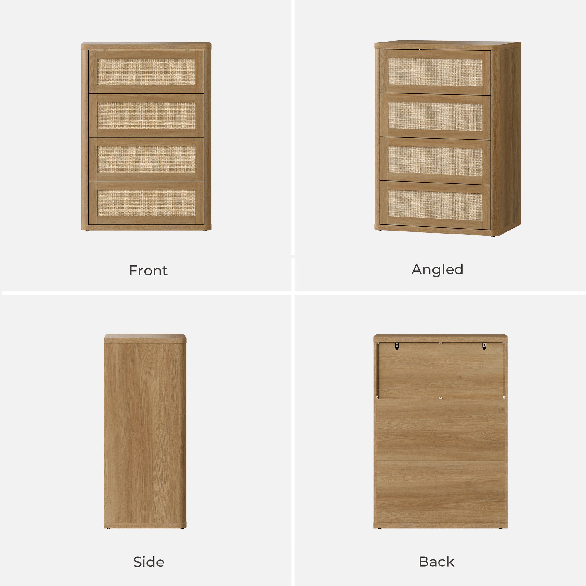 Zura Rattan 4-Drawer Dresser, Bedroom Storage