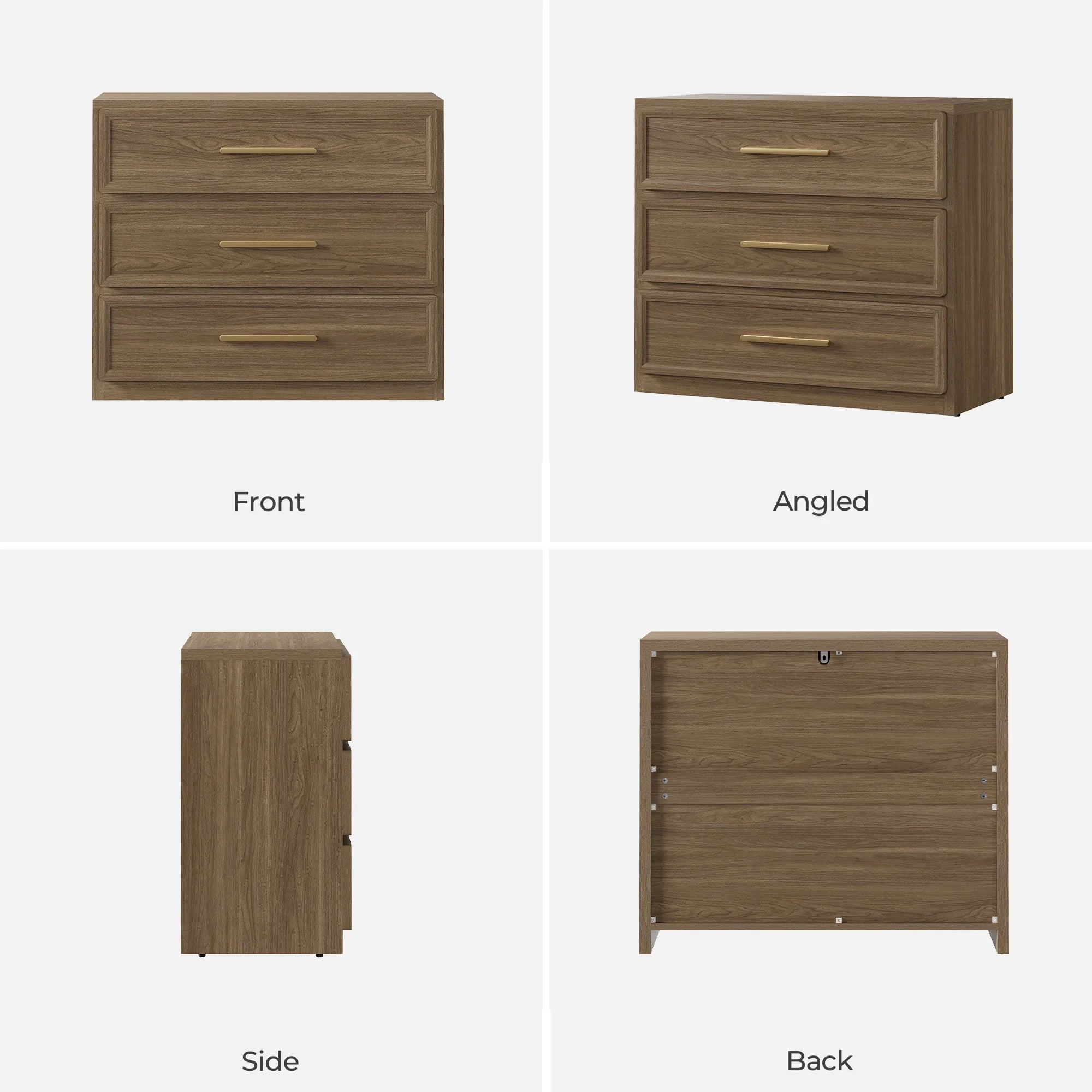 Crescent Nightstand with 3 Drawers