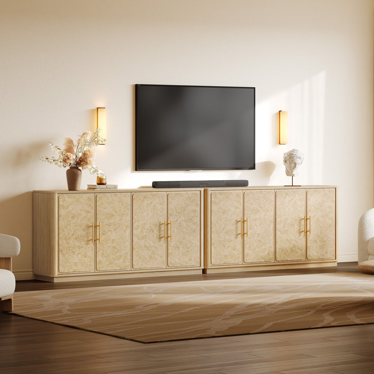 Burluxe Modern Sideboard Cabinet with Doors, Set of 2
