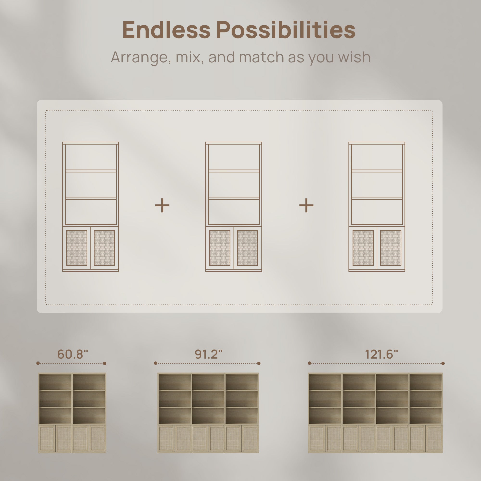 Zura Rattan Bookcase, 71 Inches Tall
