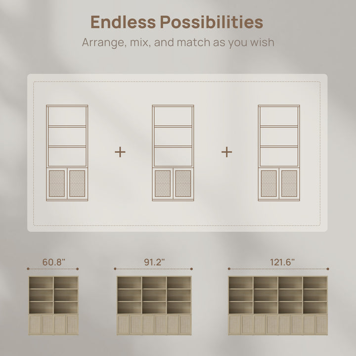 Zura Rattan Bookcase, 71 Inches Tall