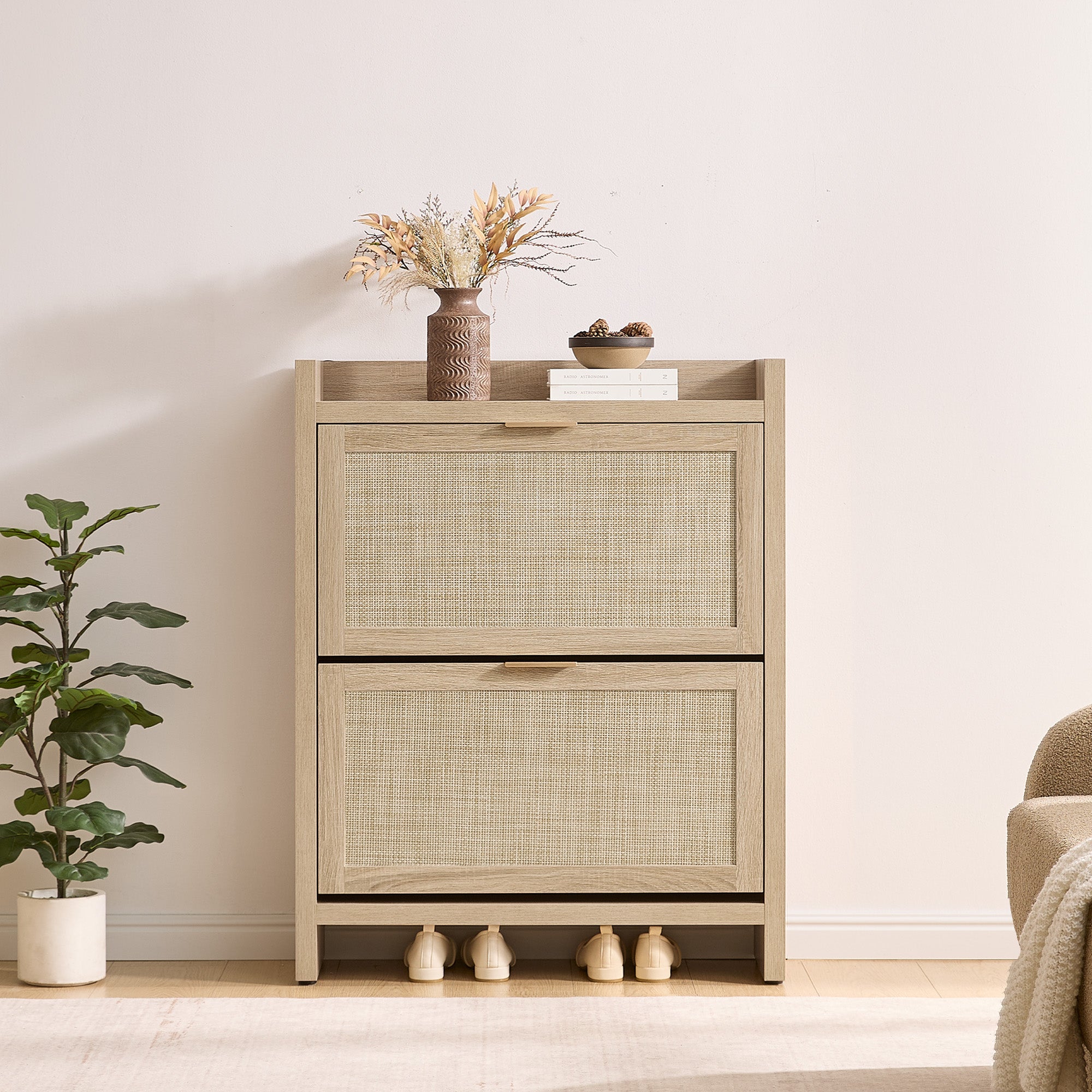 Savanna Rattan Double Flip Shoe Cabinet