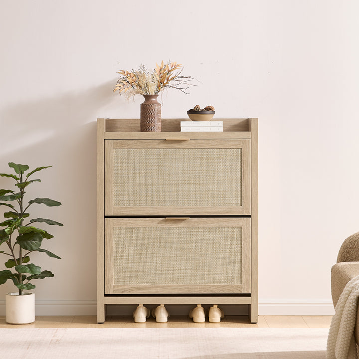 Savanna Rattan Double Flip Shoe Cabinet