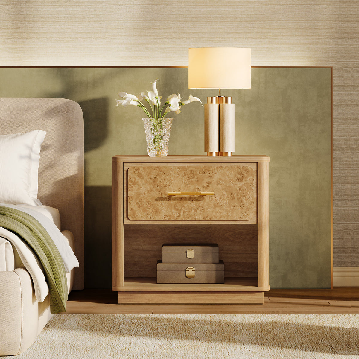 Burluxe 24.8'' Wide Night Table with Storage