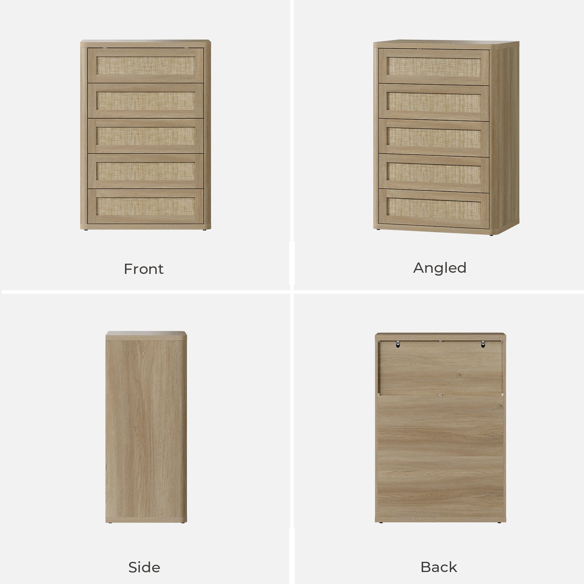 Zura Rattan Dresser, 5 Drawers