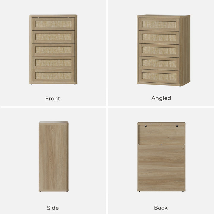 Zura Rattan Dresser, 5 Drawers