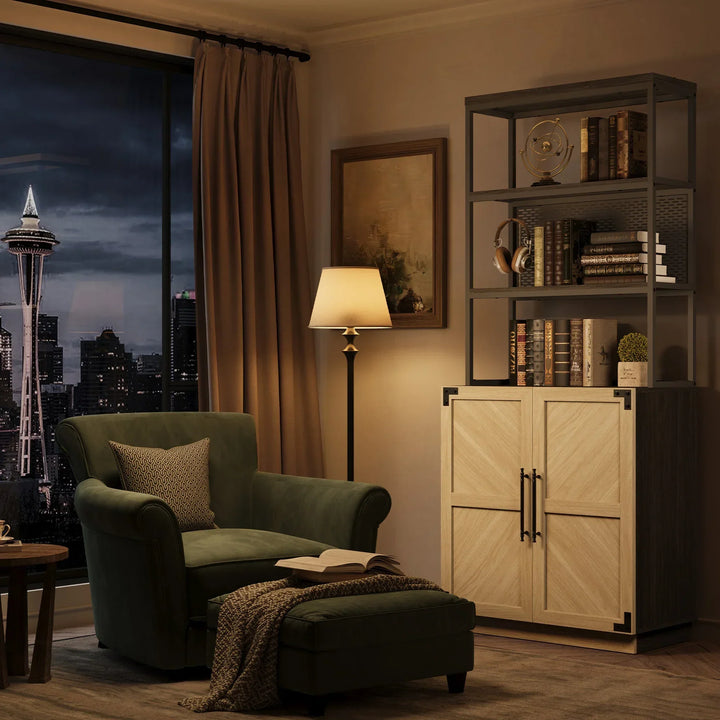 Willow 2 Doors Bookshelf, 75.3 Inch Tall