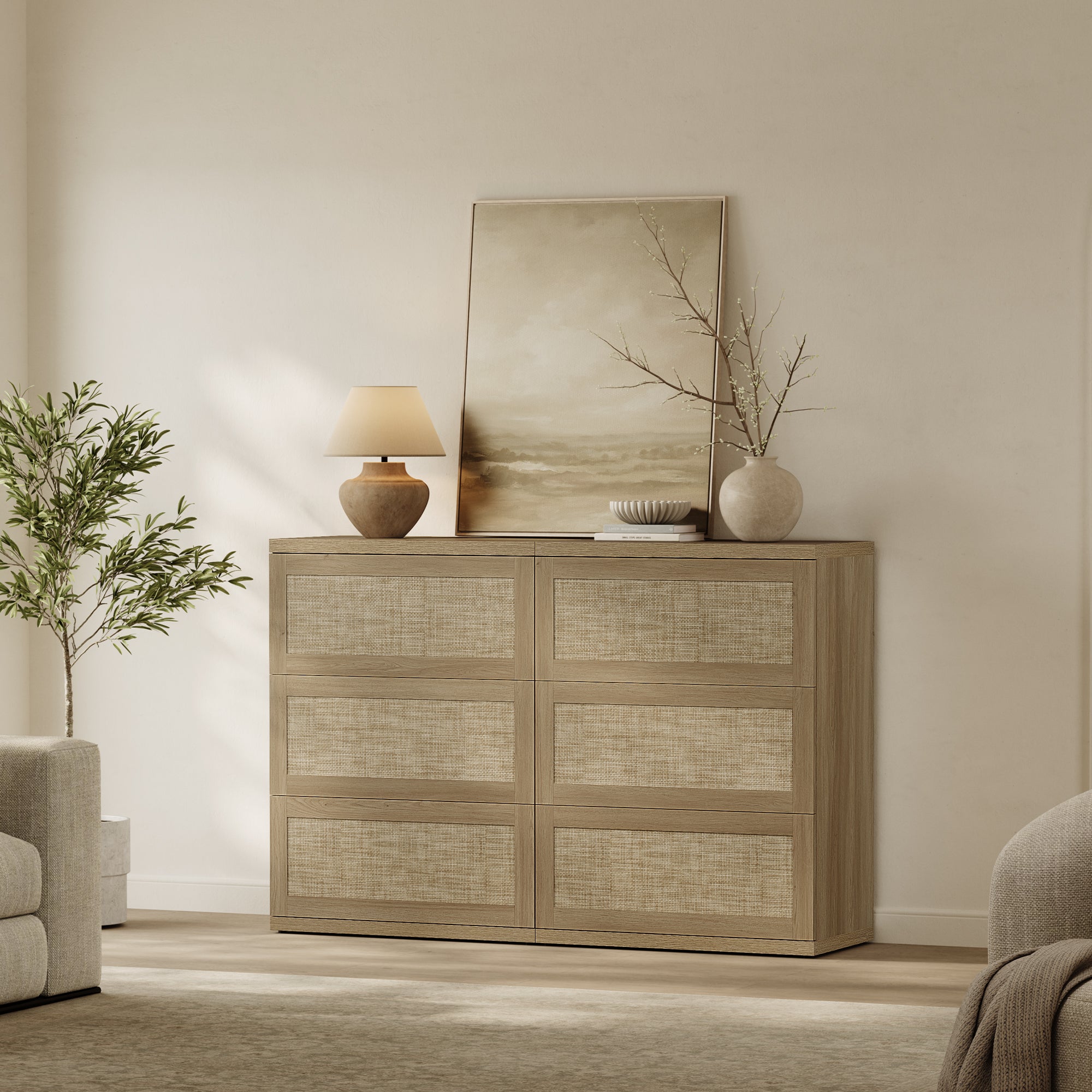 Zura Rattan Sectional Dresser, Large Size Option