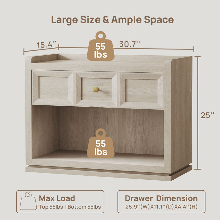 Helio White Dresser and Nightstands Set, Large Storage