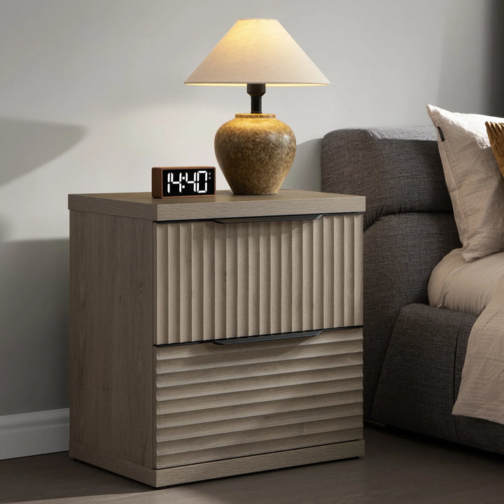 Stria 2 Drawers Nightstand for Bedroom