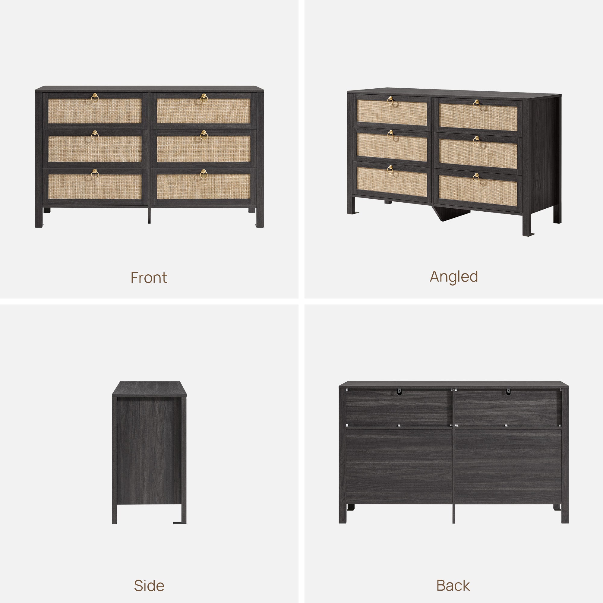 Terra Black Dresser, 6 Drawers