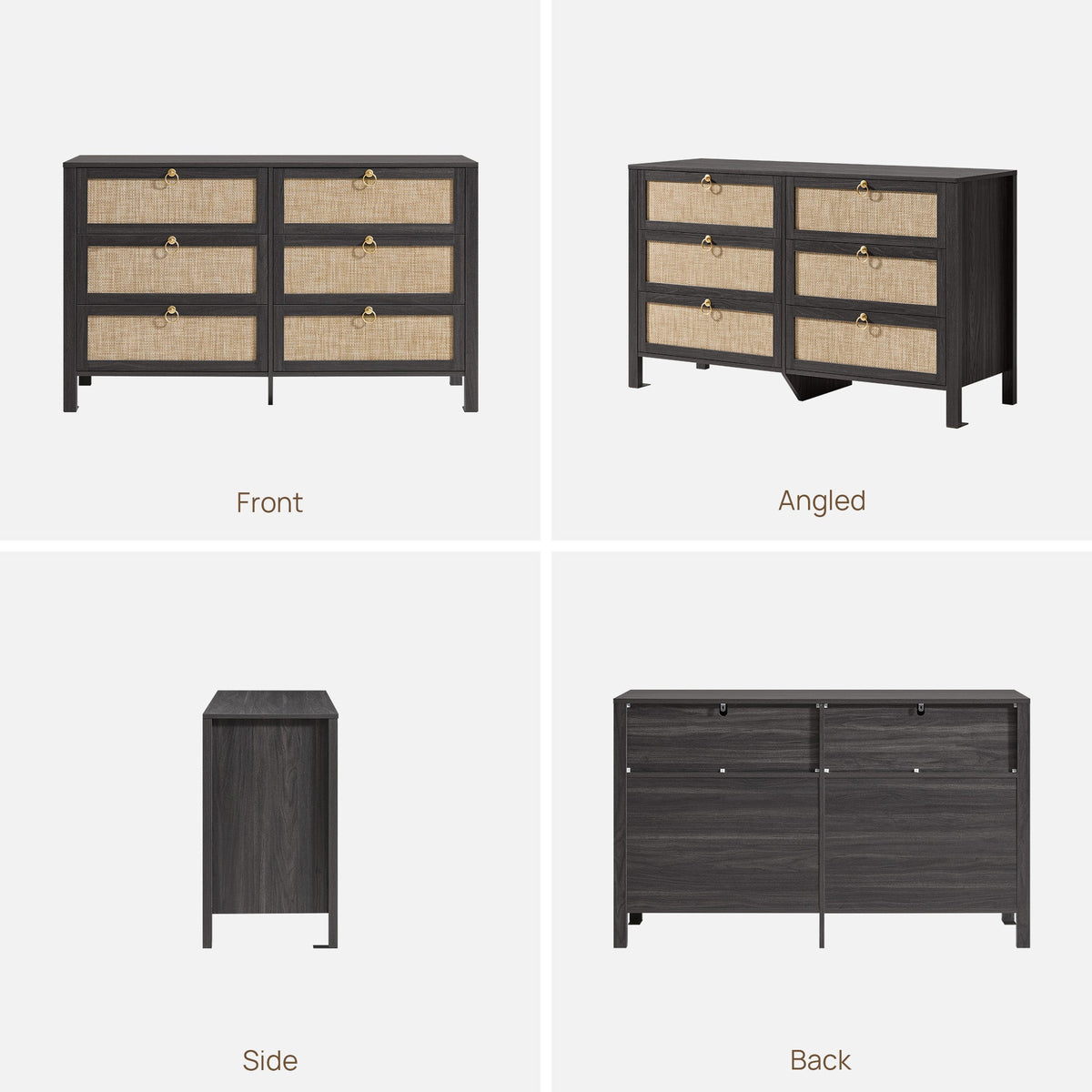 Terra Black Dresser, 6 Drawers, Set of 2