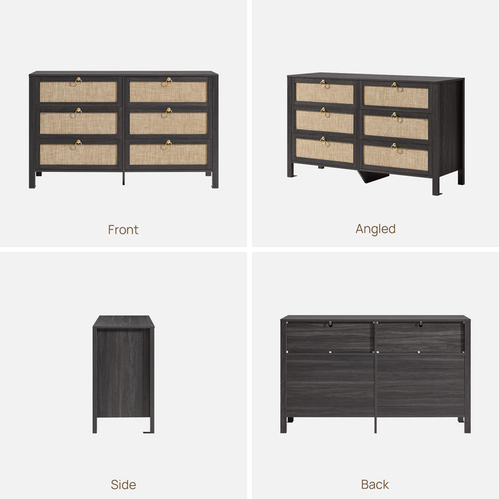 Terra Black Dresser, 6 Drawers, Set of 2