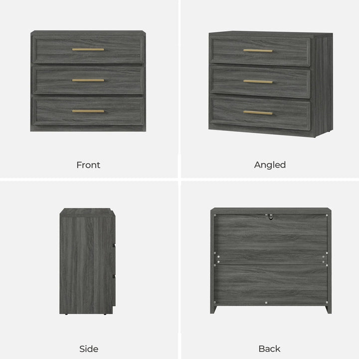 Crescent Modular 9 Drawers Dresser, 93.9 Inch Wide - Walnut Brown - 3-Piece Set