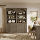 Stria Modern 2-Door Arched Storage Bookcase, Set of 2