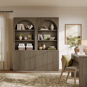 Stria Modern 2-Door Arched Storage Bookcase, Set of 2