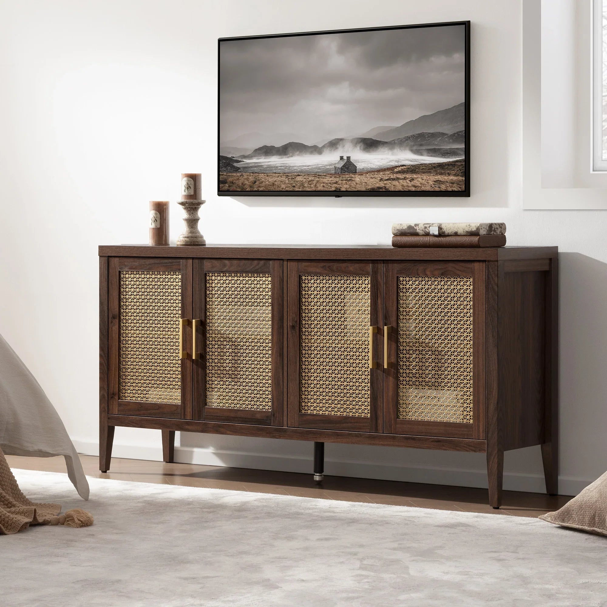 Andy TV Stand for 65 Inch TV and Bookcase Sets