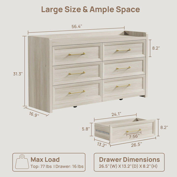 Helio 6-Drawer Dresser and Large Nightstands Set